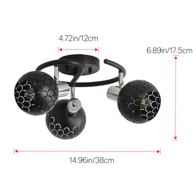 3-Light Modern Black Ceiling Semi-Recessed Spotlight