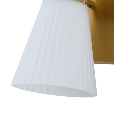 1 Light Mid Century Modern Brass Wall Sconce Flared Glass Shade Warm 3000K LED ETL Certified for Bedroom Corridor