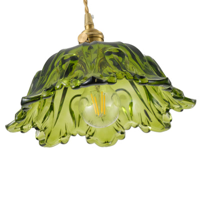 1-Light vintage green glass pendant light for kitchen island