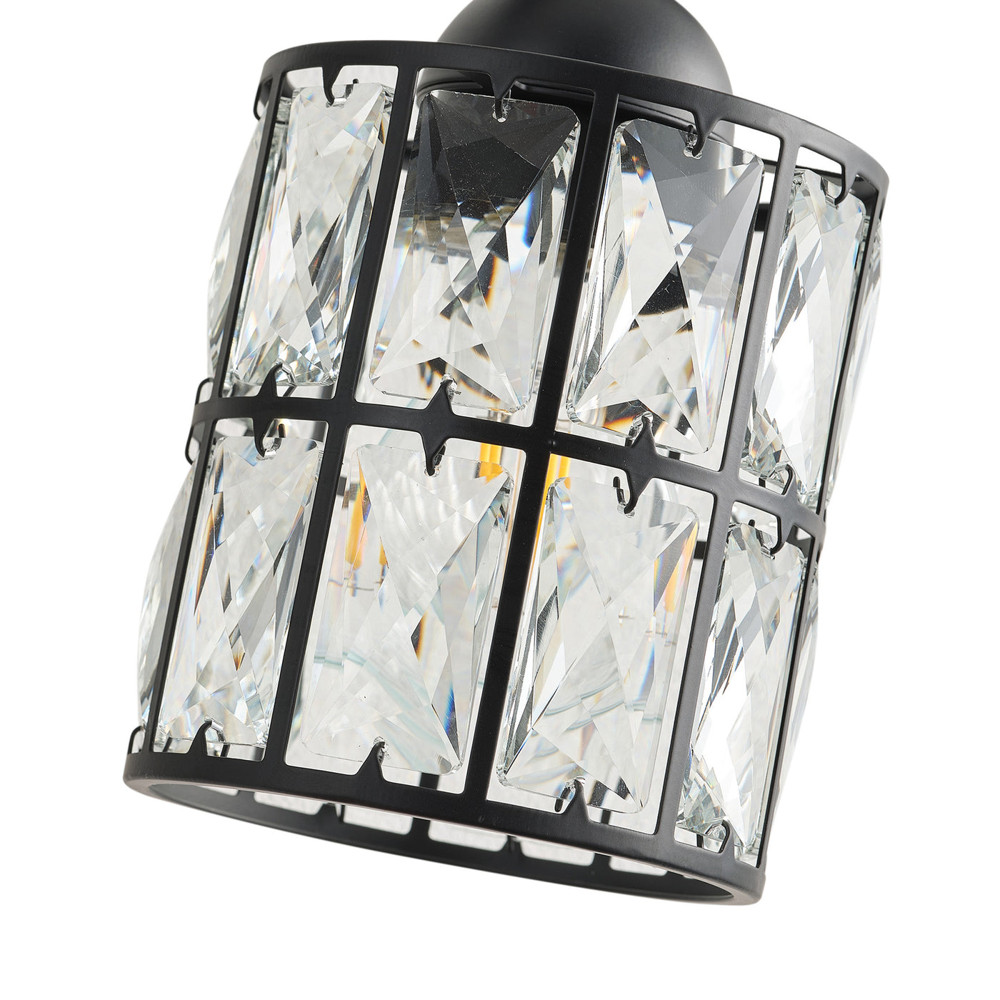 3-Light Black Crystal Wall Sconce, Industrial Vanity Light Fixture with Sparkling Crystal Lampshades