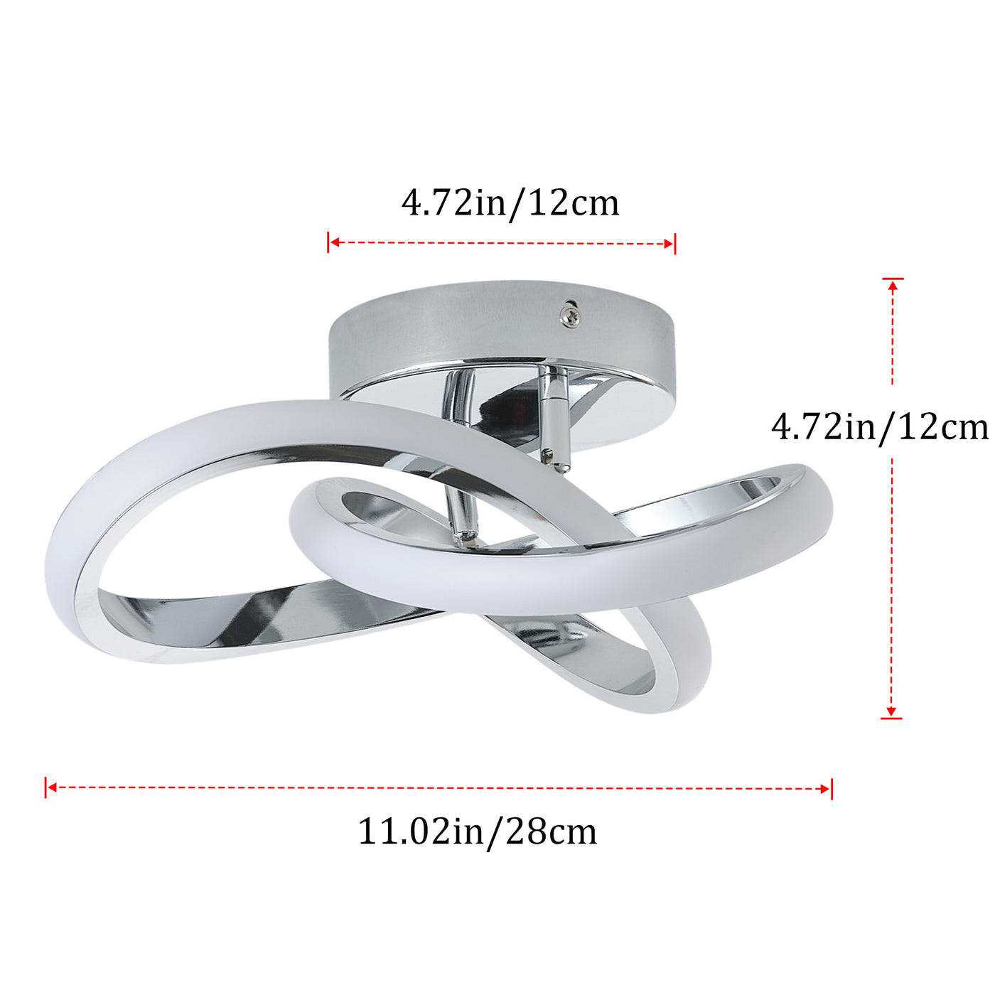 1-Light Modern Chrome LED Ceiling Light Fixture with Intertwined Rings