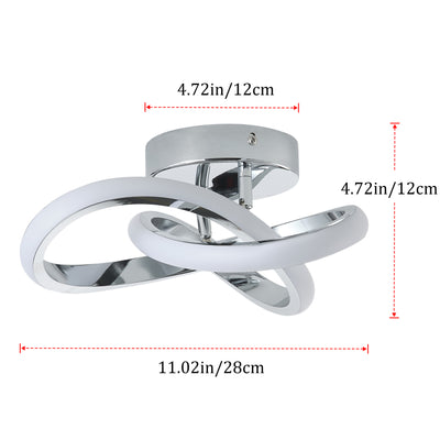 1-Light Modern Chrome LED Ceiling Light Fixture with Intertwined Rings