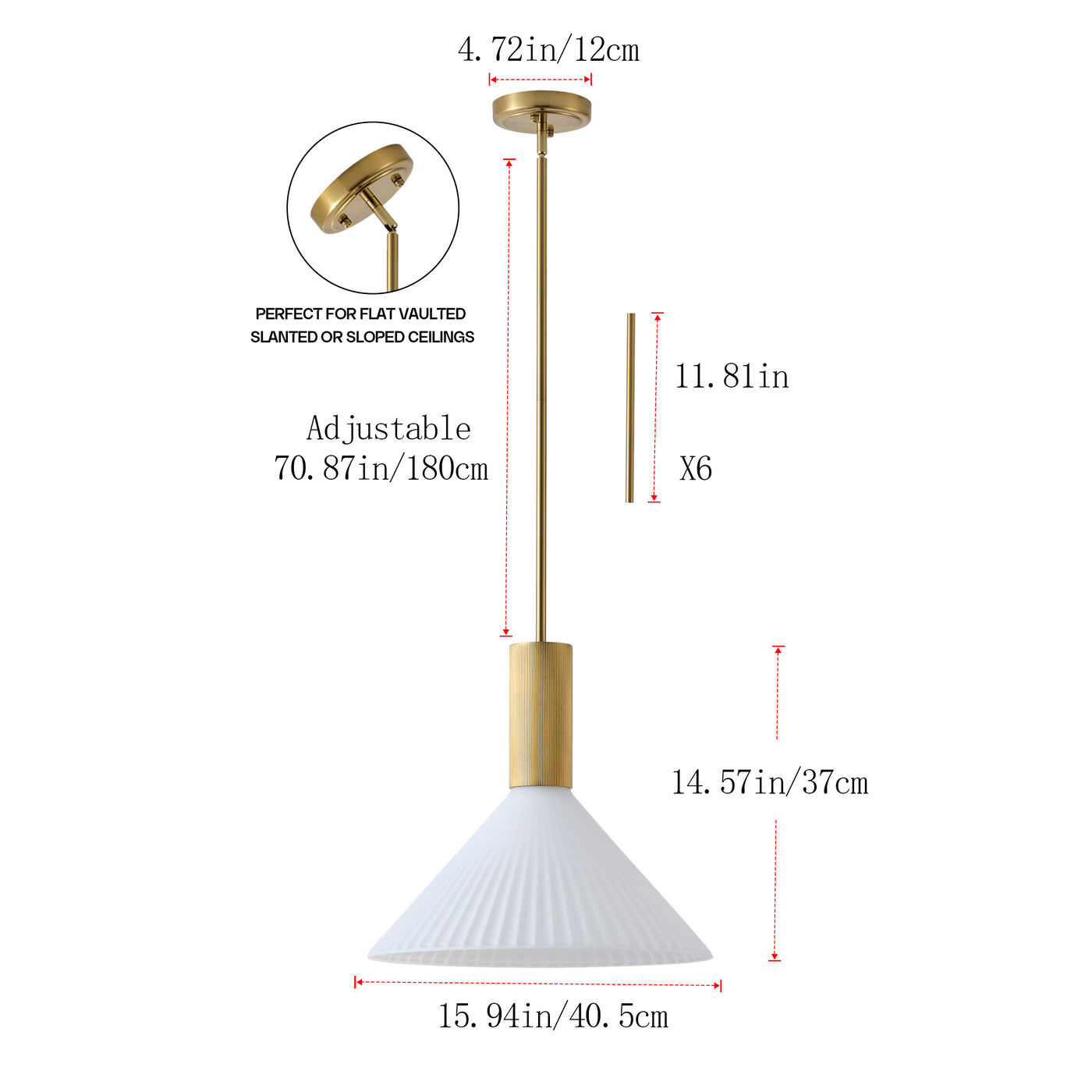 1 Light  Mid Century Modern Pendant Light Trumpet Conical White Glass ETL E26