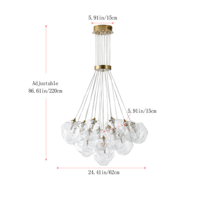 13&19 Light Modern Luxury Glass Globe Chandelier Copper Finish Cluster Pendant Light