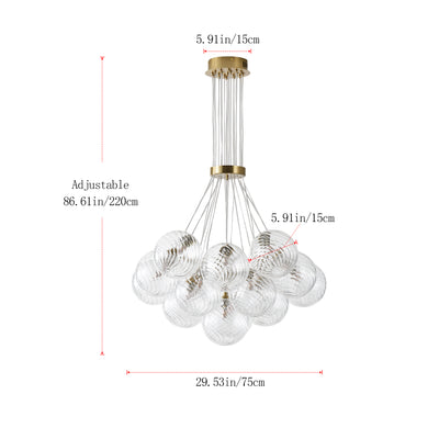 13&19 Light Modern Luxury Glass Globe Chandelier Copper Finish Cluster Pendant Light