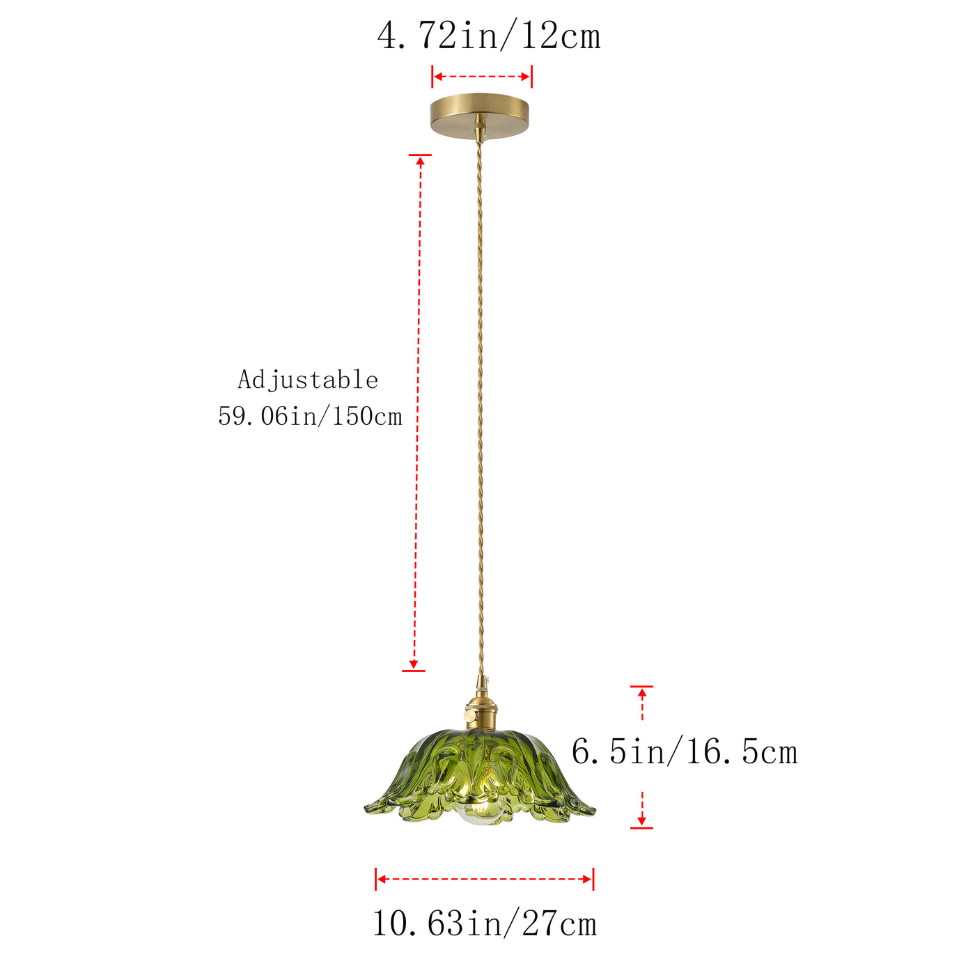 1-Light vintage green glass pendant light for kitchen island