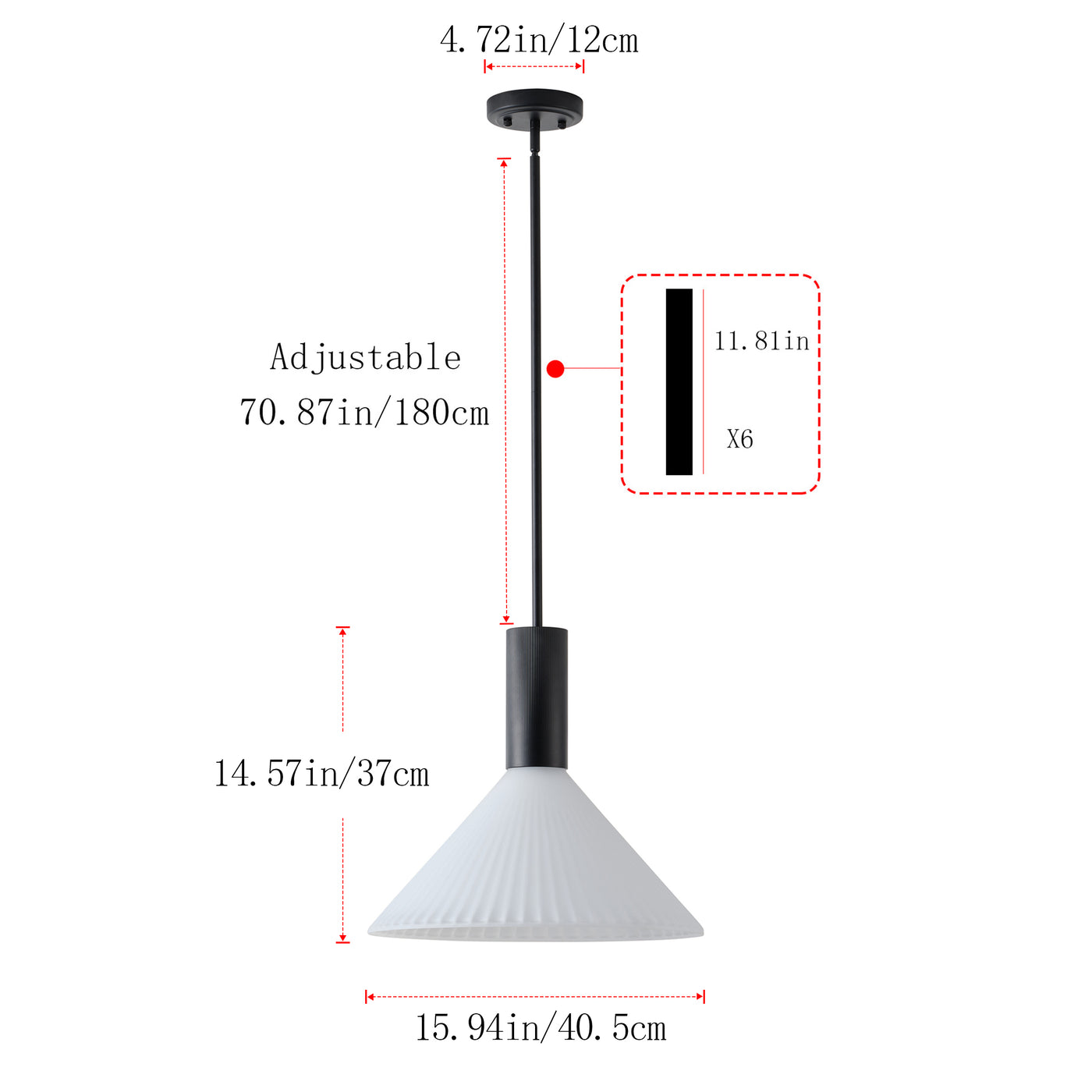 1 Light  Mid Century Modern Pendant Light Trumpet Conical White Glass ETL E26