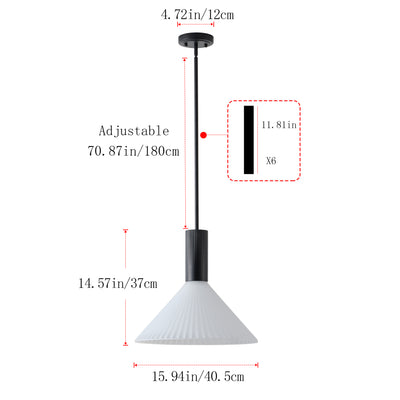 1 Light  Mid Century Modern Pendant Light Trumpet Conical White Glass ETL E26