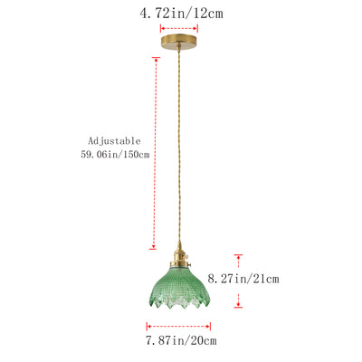 1 Light Vintage Style Pendant Light Dewdrop Deep Green Glass Hanging Lamp