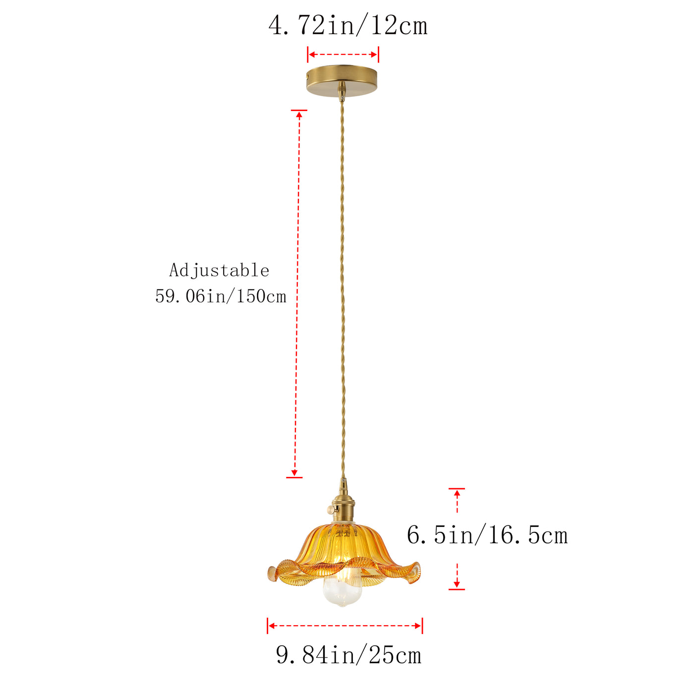 1-Light Modern Amber Glass Pendant Light, Retro Hanging Ceiling Lamp