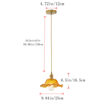 1-Light Modern Amber Glass Pendant Light, Retro Hanging Ceiling Lamp