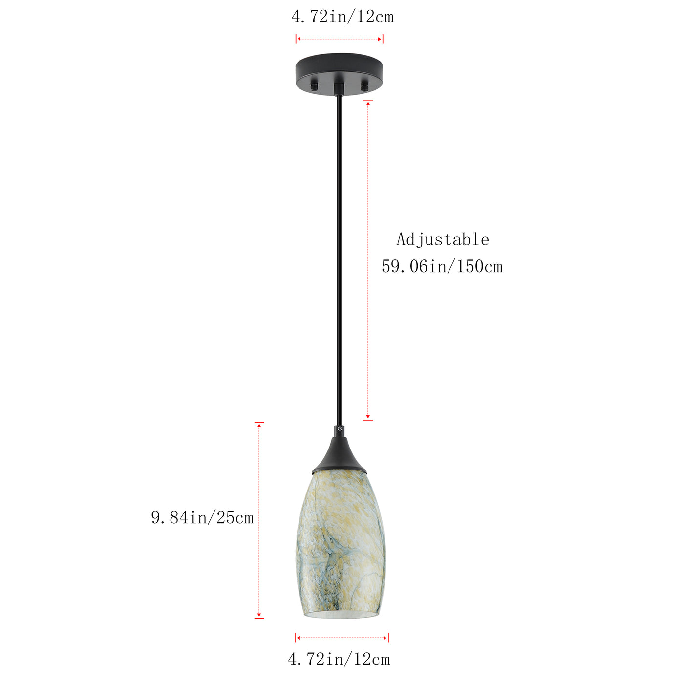 1 Light Modern Art Glass Pendant Marble Shade for Kitchen Island