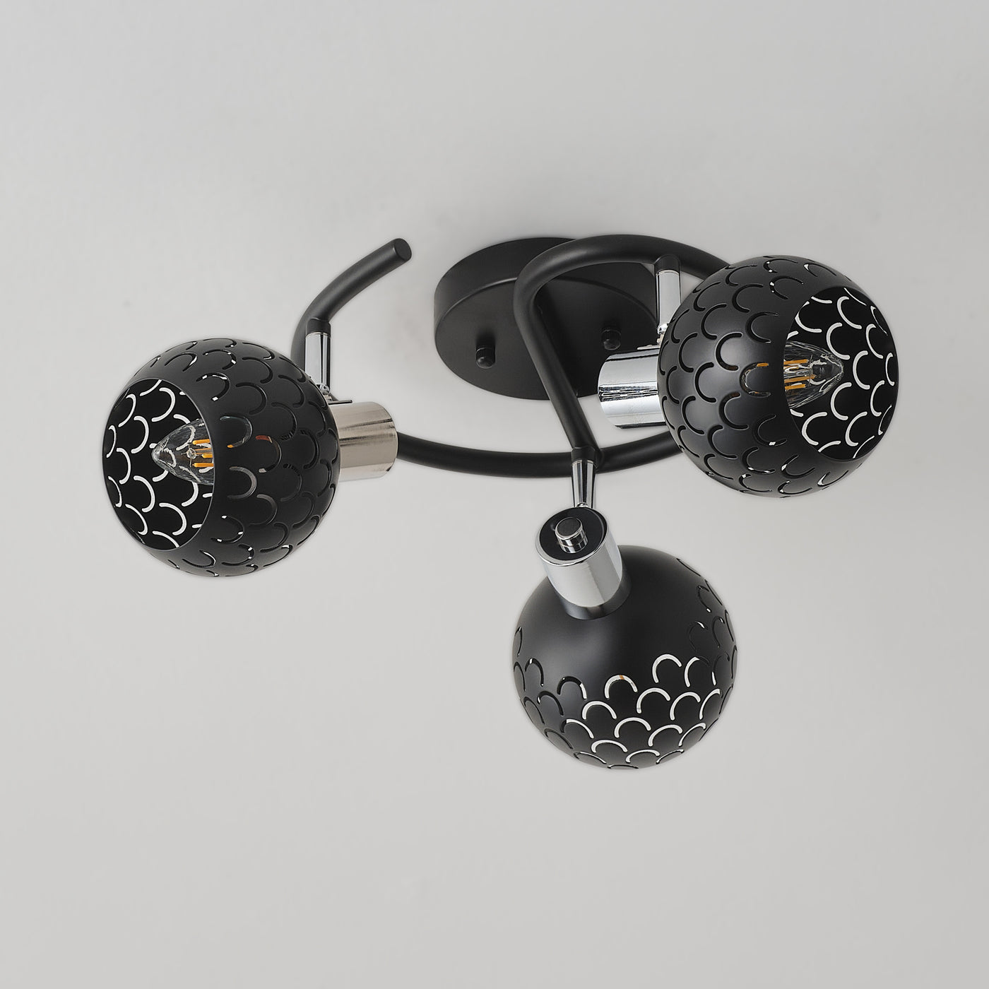 3-Light Modern Black Ceiling Semi-Recessed Spotlight