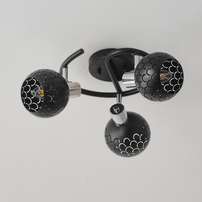 3-Light Modern Black Ceiling Semi-Recessed Spotlight