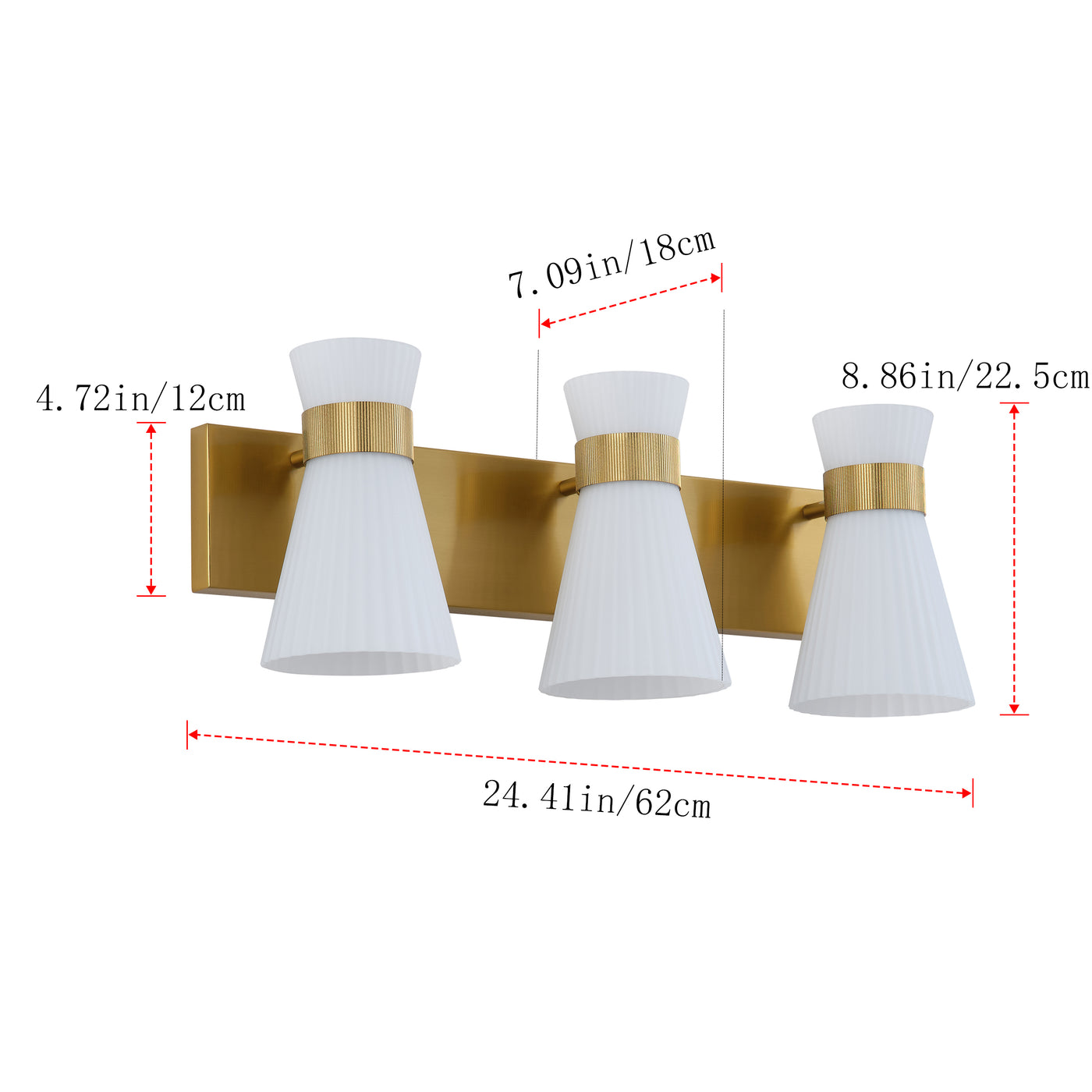 1 Light Mid Century Modern Brass Wall Sconce Flared Glass Shade Warm 3000K LED ETL Certified for Bedroom Corridor