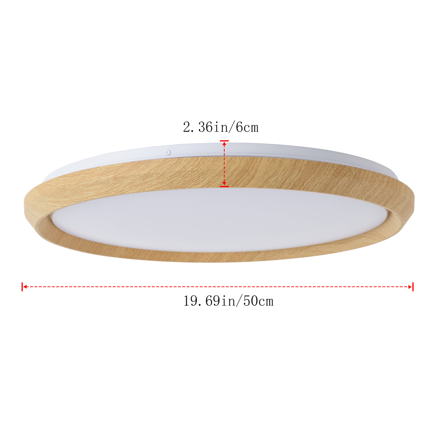 1 Light Natural Style LED Ceiling Light Wood Grain Frame  5CCT ETL Soft Glow