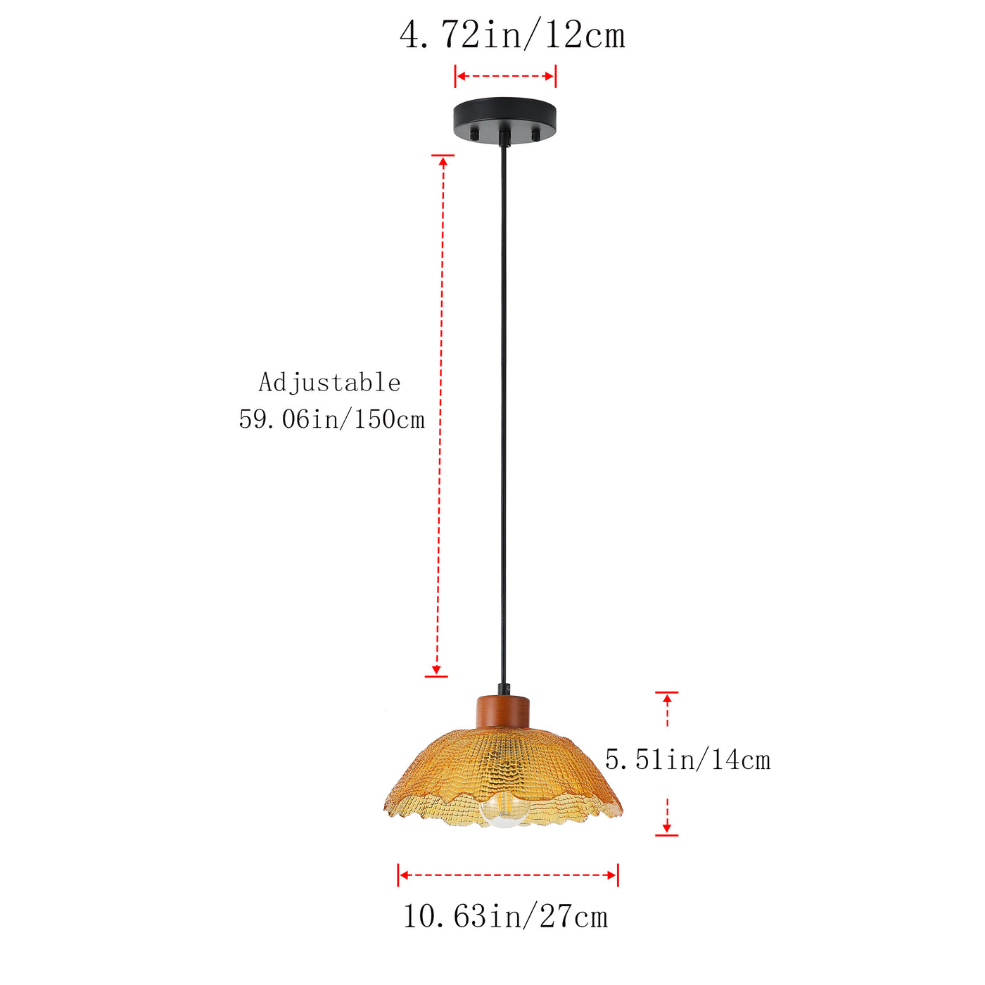 1 Light Vintage Pendant Light Amber Glass Shade Matte Black Farmhouse Kitchen Island