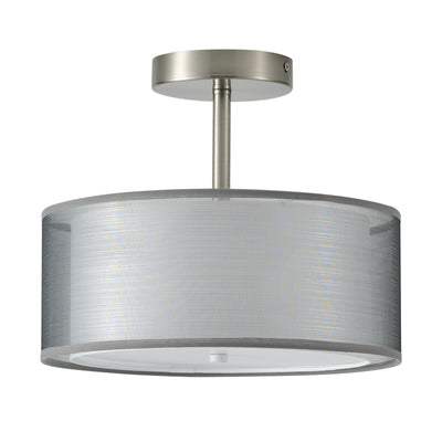 3-Lights Silver Round Cover Semi-Flush Mount Lighting