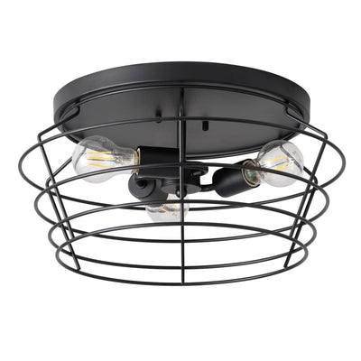 3-Lights Surrounded by Metal Lines Hollowed Out Metal Frame Flush Mount Lighting