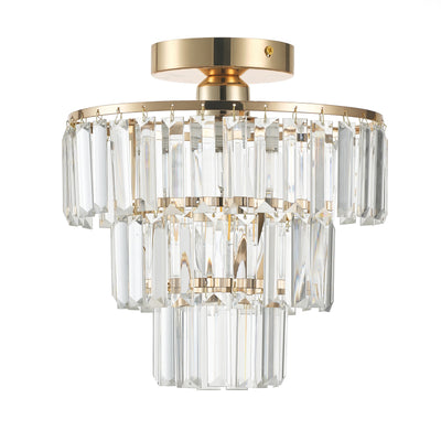 1-Light Round Shape with Crystal Decoration Semi-Flush Mount Lighting