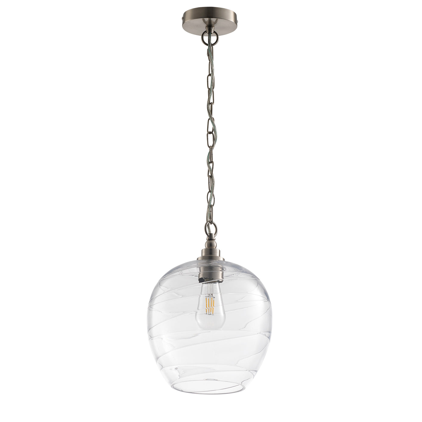 1-Light Clear Glass Globe Shade Pendant Lighting