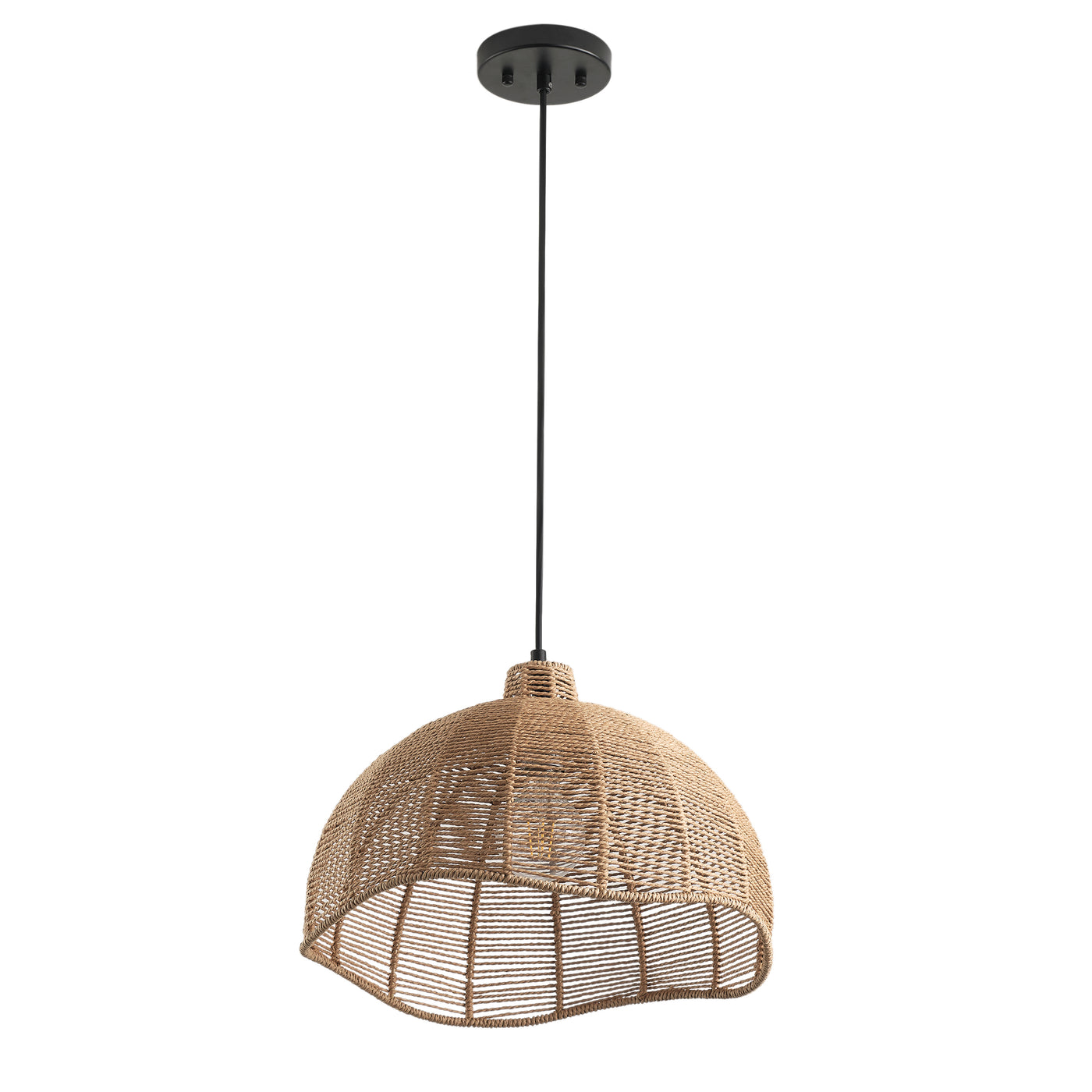 1-Light Brown Creative Rattan Bohemia Pendant Lighting