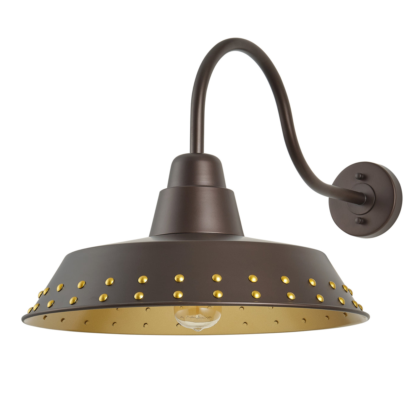 1-Light Spray-Painted With Gold Polka Dot Trim Bowl-Shaped Oversize Wall Sconces Outdoor Lights