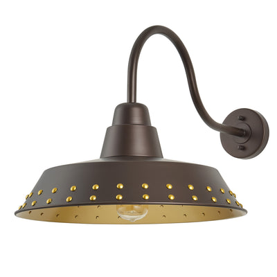 1-Light Spray-Painted With Gold Polka Dot Trim Bowl-Shaped Oversize Wall Sconces Outdoor Lights