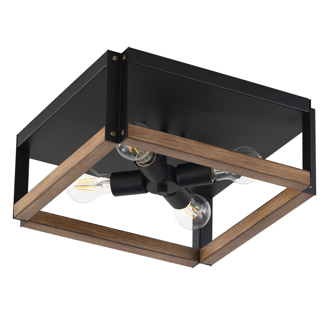 4-Lights Skeletonized Square Frame Flush Mount Lighting