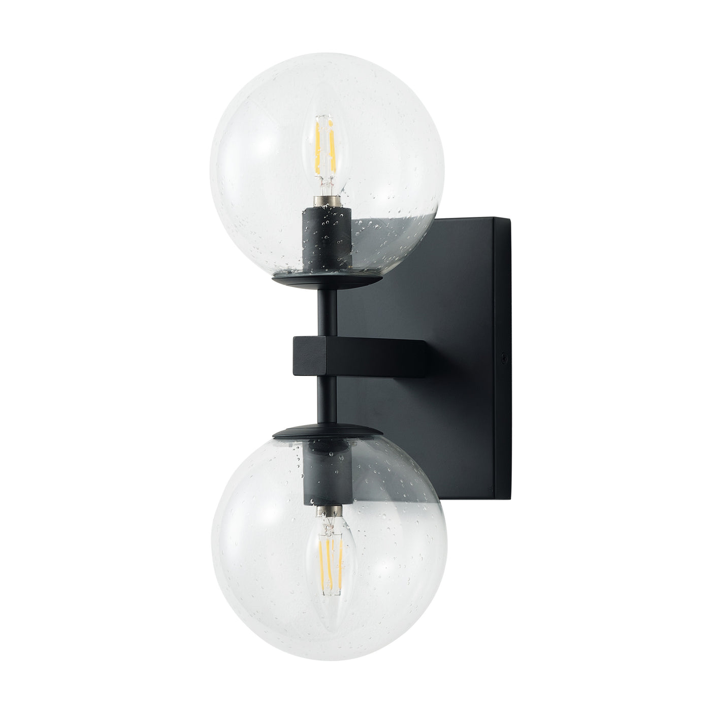 2-Lights Clear Glass Globe Shade Wall Sconces