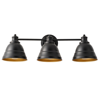 3-Lights Flared Metal Shade Bathroom Vanity Lighting