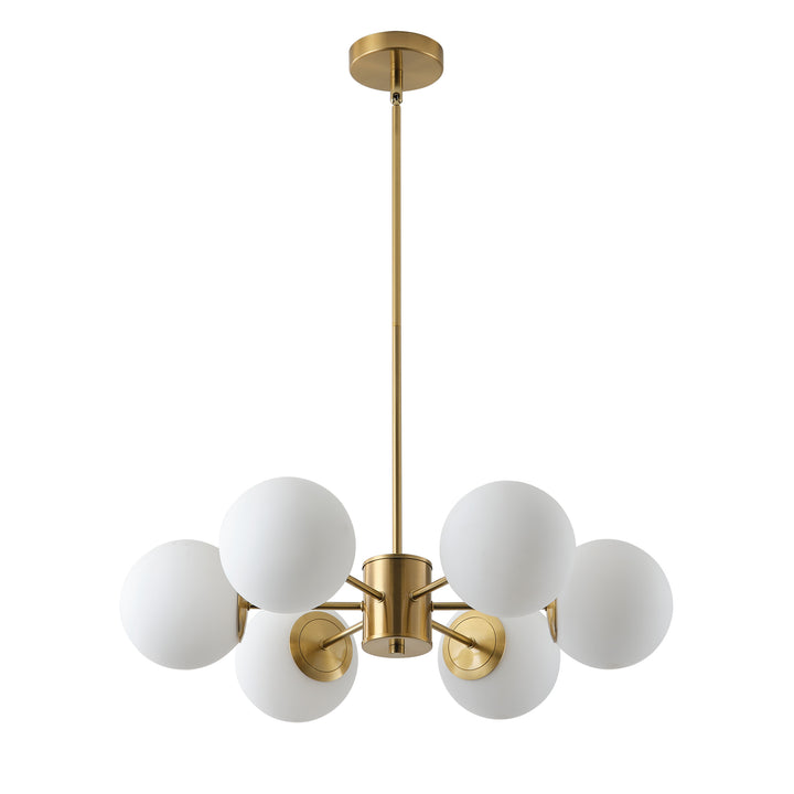 6-Lights White Jade Acid Wash Globe Shade Chandelier – Aiwen Lighting