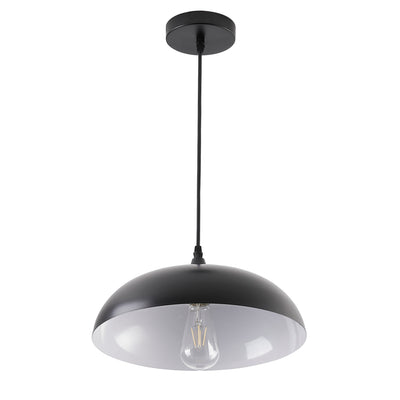 1-Light Height Adjustable Black Finish Dome Pendant Lighting