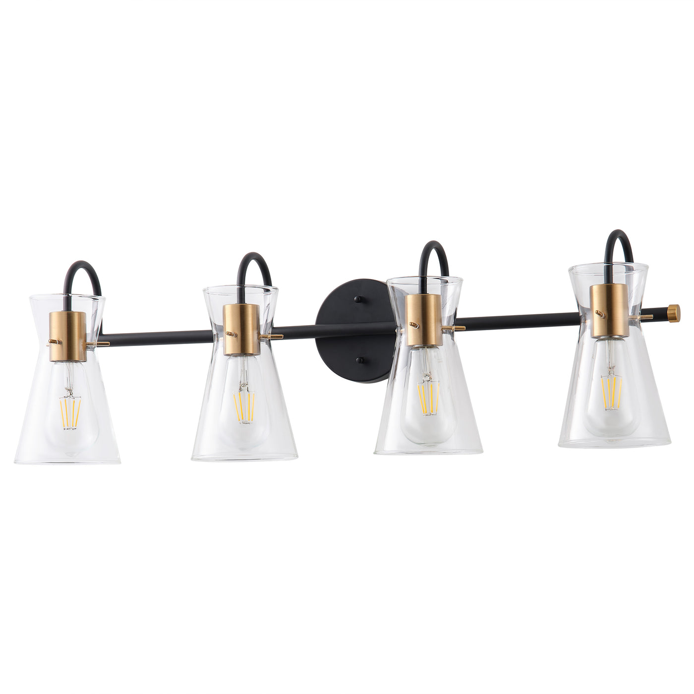 3-Lights & 4-Lights Vintage Style Dimmable Bathroom Clear Glass Wall Vanity Lighting