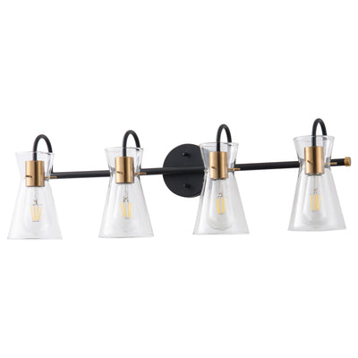 3-Lights & 4-Lights Vintage Style Dimmable Bathroom Clear Glass Wall Vanity Lighting