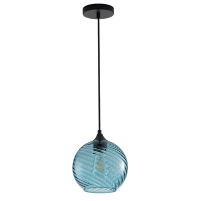 1-Light Stripe Texture Glass Globe Shade Pendant Lighting