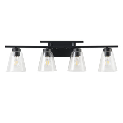 3-Lights& 4-Lights Dimmable Bathroom Clear Glass Wall Vanity Lighting