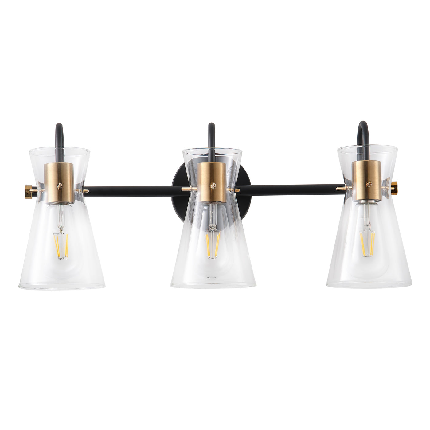 3-Lights & 4-Lights Vintage Style Dimmable Bathroom Clear Glass Wall Vanity Lighting