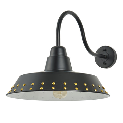 1-Light Spray-Painted With Gold Polka Dot Trim Bowl-Shaped Oversize Wall Sconces Outdoor Lights