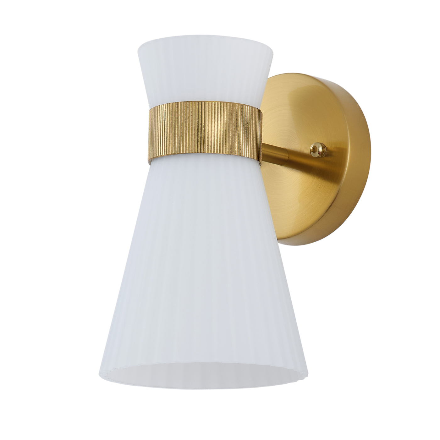 1 Light Mid Century Modern Brass Wall Sconce Flared Glass Shade Warm 3000K LED ETL Certified for Bedroom Corridor