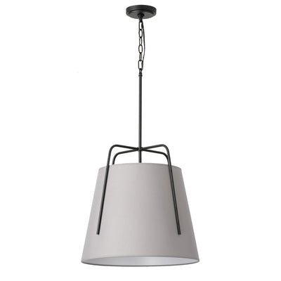 1-Light Gray Fabric Shade Flared Pendant Lighting