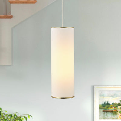 1-Light Column Fabric Cover Shade Pendant Lighting