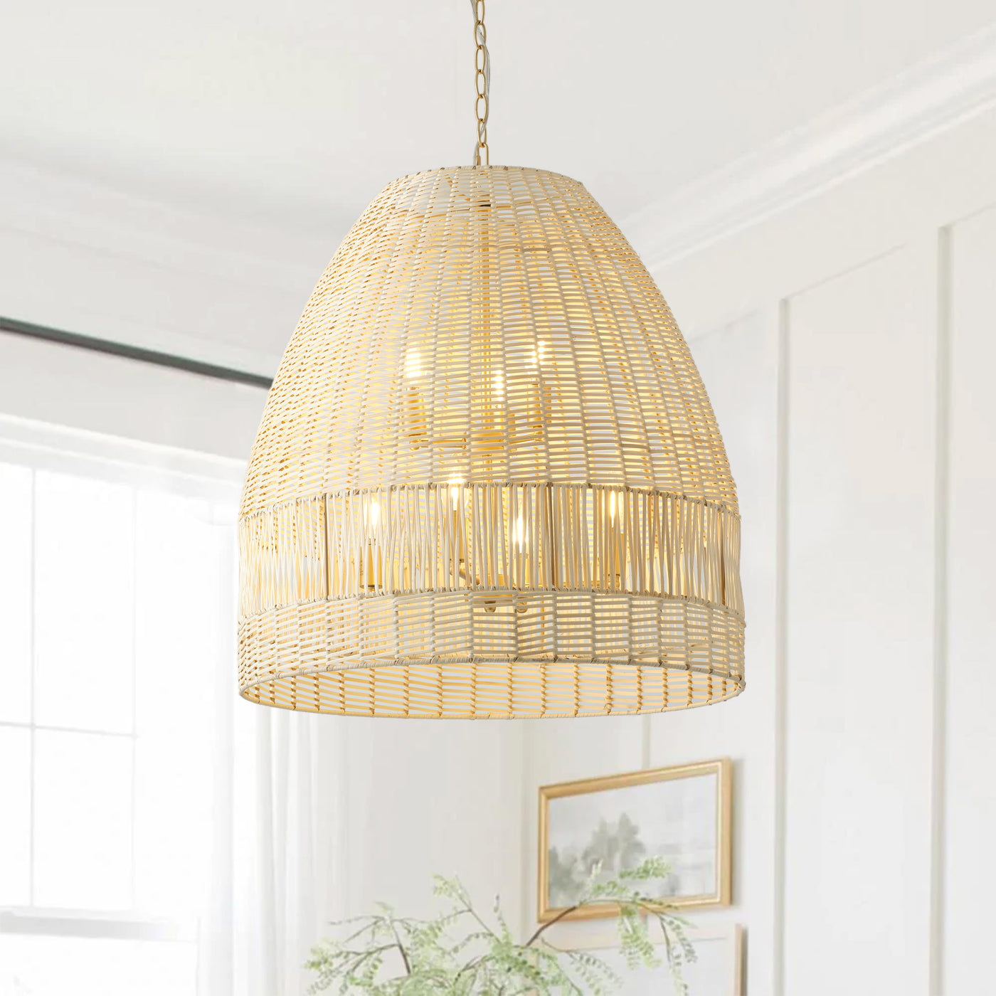 7-Lights Bamboo Woven Shade Pendant Lighting