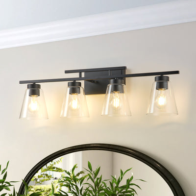 3-Lights& 4-Lights Dimmable Bathroom Clear Glass Wall Vanity Lighting