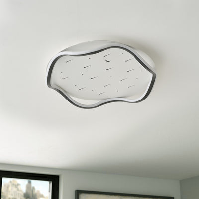 1-Light Dimmable Decorated with Stars and Moon LED Flush Mount Lighting