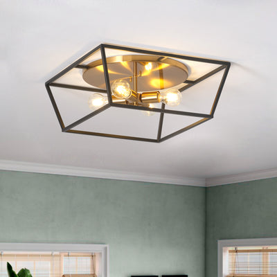 4-Lights Irregular Openwork Metal Frame Shape Flush Mount Lighting