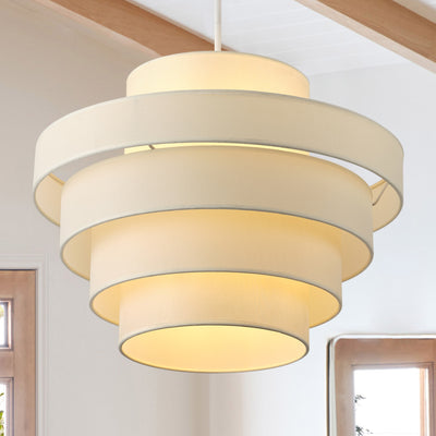 6-Lights Five Tier Fabric Cover Column Shade Pendant Lighting