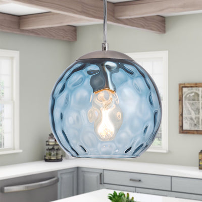 1-Light Glass Ball Shade With Polka Dot Pendant Lighting