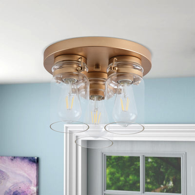 3-Lights Creative Cylinder Design Shaded Flush Mount Lighting