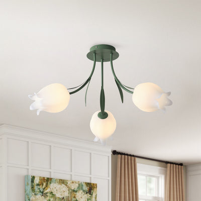 3-Lights & 9-Lights Flower Bouquet Shape Creative Semi-Flush Mount Lighting